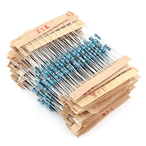 Kit surtido de resistencias de película metálica de 560 piezas - 56 valores de 1 ohmio a 10 MOhm - 1/4 vatio 0,25 W con tolerancia del 1 por ciento para mantenimiento electrónico
