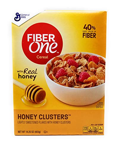 Fiber One Honey Clusters Lightly Sweetened Flakes 14.25 Oz Pack de 3