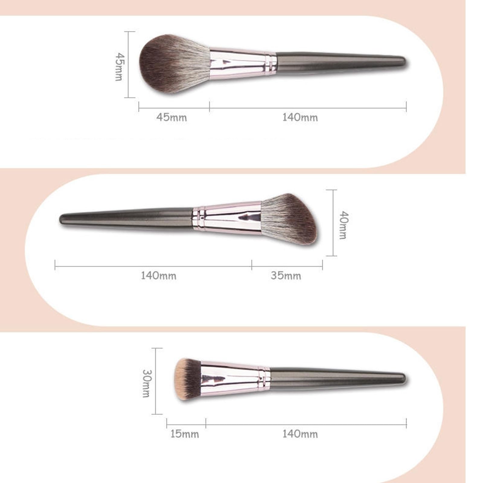 Make-up Pinsel Set 15 Stück Puder-Lidschatten-Concealer Professional(Black2)