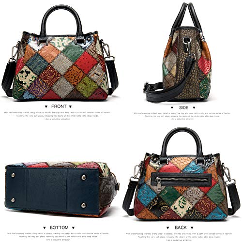 Bolso Satchel de cuero multicolor para mujer miniatura 6