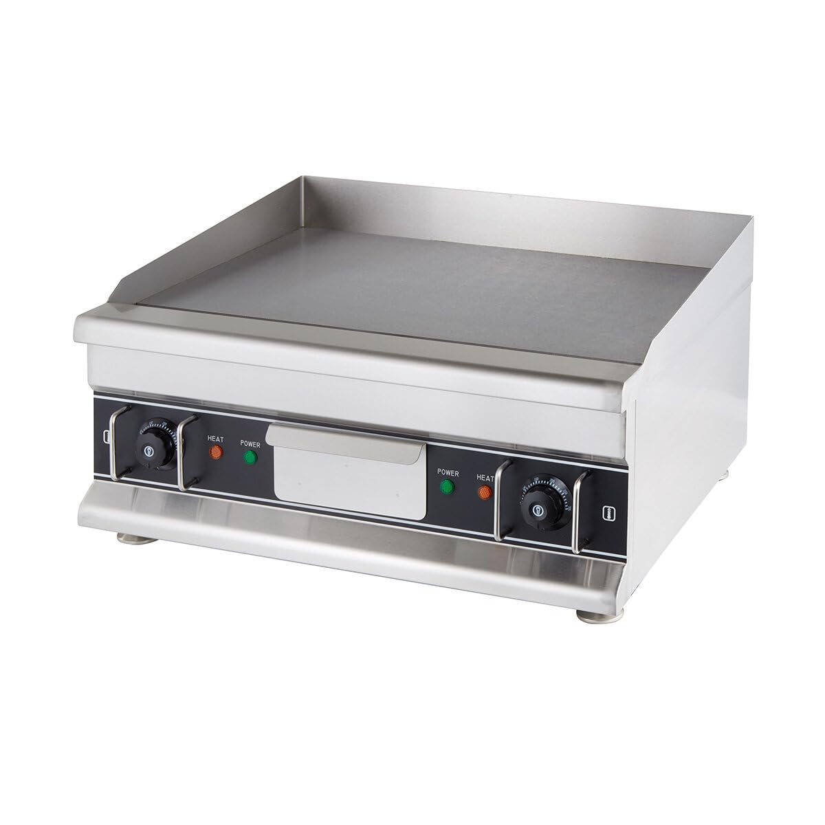 GastroHero Piastra elettrica liscia, 600 mm, da tavolo, 5 kW, in acciaio inox, 2 zone di riscaldamento, 400 V, professionale, per cucina e gastronomia