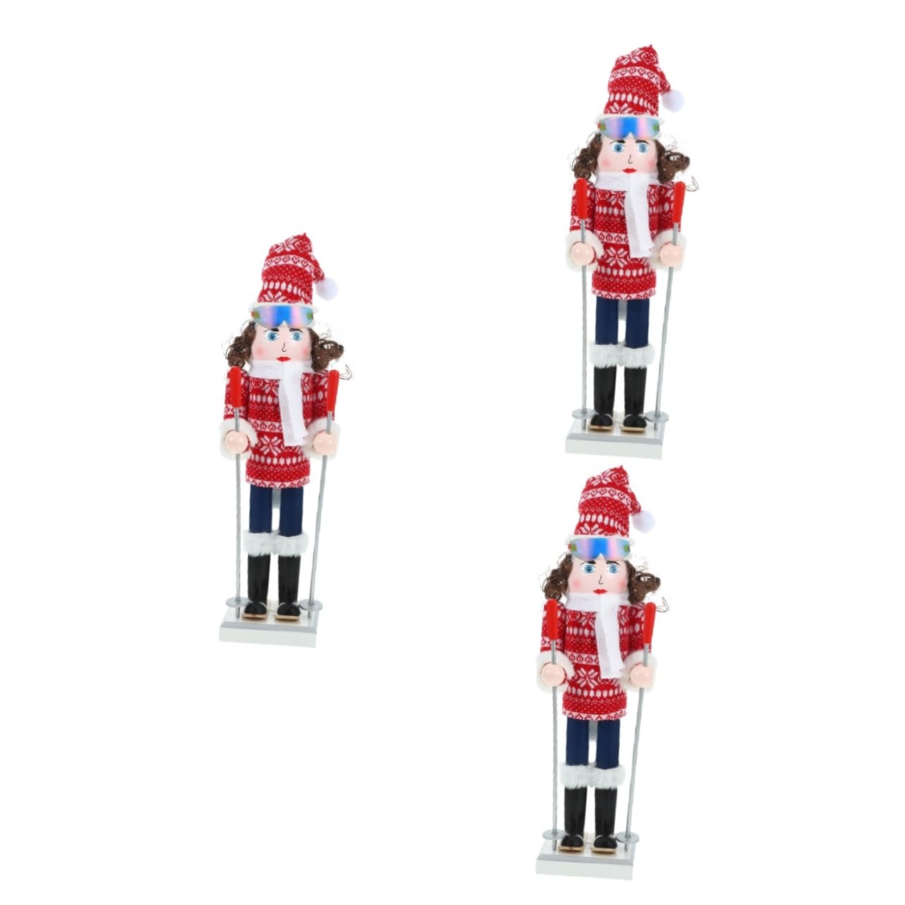Zerodeko Lot De 3 Écharpes Skieuses Miniatures Gonflables en D'Épices Poupées Casse-Noisettes Décorations d'hiver Pantalons Artificiels Noix Animées Ornements