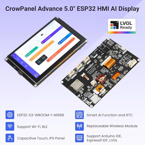 Image of ESP32 Display, 5 Inch Advance HMI ESP32-S3 IPS Touchscreen with Acrylic Case, Support AI Speech Interaction, 800x480 Resolution, Up to 240MHz Frequency, Compatible with Arduino, ESP-IDF