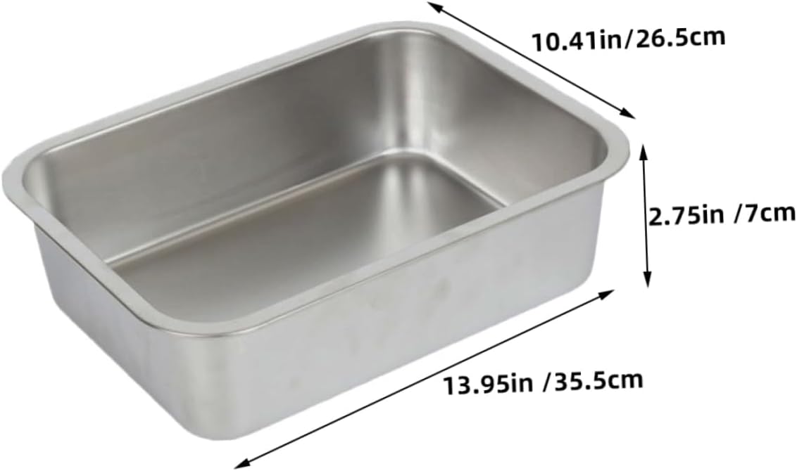 SECFOU 2pcs Stainless Steel Buffet Tray Canteen Basin for Catering Food Service Easy to Clean Capacity Serving Pan