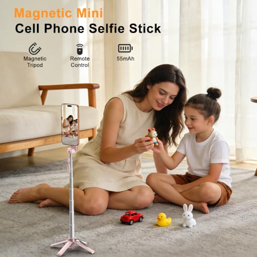Image of Upgrated 5-in-1 Magnetic Selfie Stick with Remote for Cell Phone 360 Rotation.Can Transforms into Mini Tripod /Camera Grip /Handheld Stabilizer /Phone Stand.Extend to 25 inches