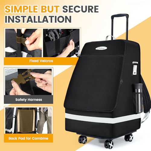 Image of Orzbow Car Seat Carrier for Airport, Folding Car Seat Travel Bag & Cart with 4 Wheels and High Load-Bearing, Padded Gate Check Bag Fits Most Infant Car Seats & Carriers, Easy to Use, Black