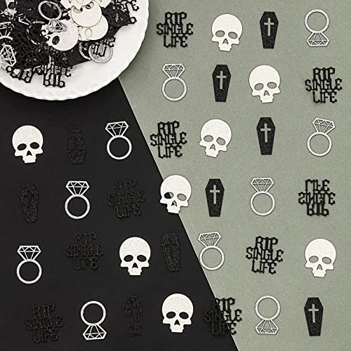 Confettis paillettes pour table de mariage gothique avec têtes de mort