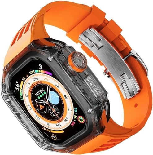 Bracelet Apple Watch transparent 49mm avec boîtier PC antichoc