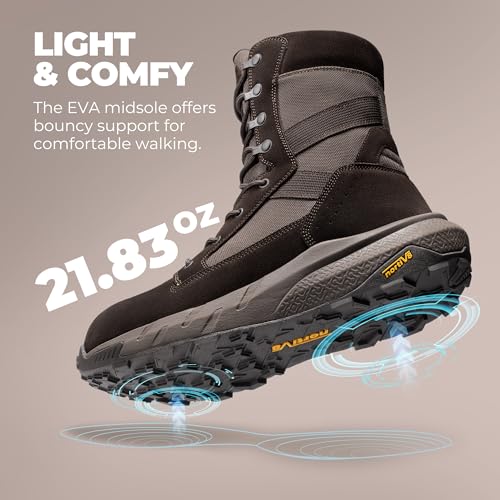 Image of NORTIV 8 Men's 8 inch Composite Toe Work Boots, Lightweight Side Zipper ASTM F2412-24 & ASTM F2913-24 Safety Military Boots for All-Day Comfort, Peakforce-Nano