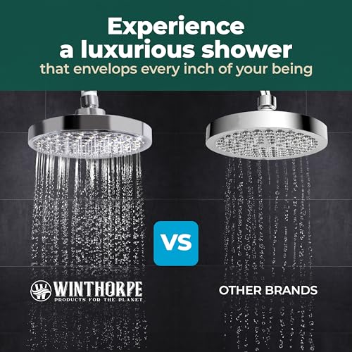 Winthorpe 6 Inch Rain Shower Head, High Pressure Fixed Showerhead, 90 Jets for Full Body Coverage, Adjustable 1.8 or 2.5 GPM Flow Inserts, Tool Free 1 Minute Install, Chrome - image 5