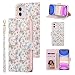 UEEBAI Wallet Case for iPhone 11 6.1 inch, PU Leather Phone Case Kickstand RFID Blocking Flip Case with Card Slots Wrist Strap Relief Engraved Pattern Magnetic Closure Folio Case - Purple Rose