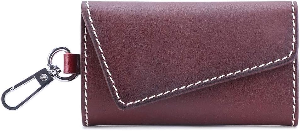 EHRLEVintage Head Leather Key Case Wallet With Unisex Key Chain Key Ring With 6 Hooks Clasp Key Bag