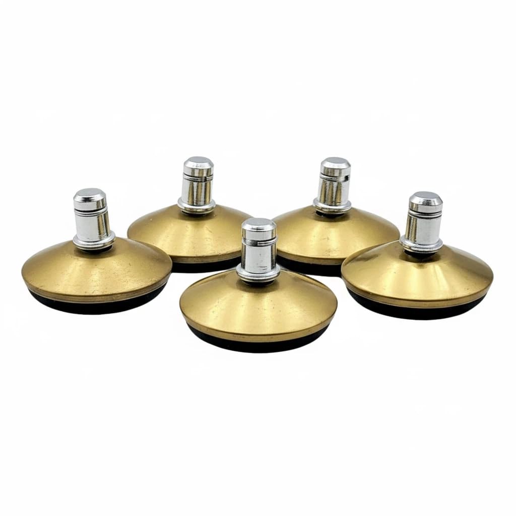 5 ruedas de repuesto para silla de oficina con deslizadores de campana de 2 pulgadas, tope de rueda deslizante ajustable, rueda fija para silla de oficina (dorado)