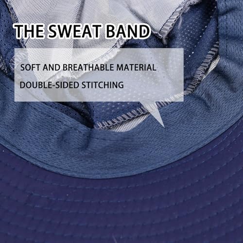 Image of Sun Hats for Men Women Fishing Hat UPF 50+ Breathable Wide Brim Bucket Hats Summer UV Protection Safari Hat with Neck Flap