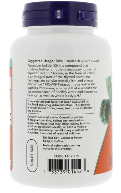 Potasio más yodo, sin gluten, 180 tabletas