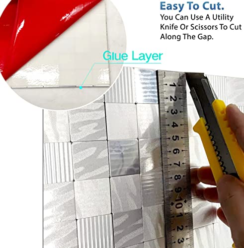 Weimeisc 10 Sheets Peel And Stick Backsplash Tile For Kitchen, Self-Adhesive Mosaic Tile, Stick On Bathroom Vanities，Fireplace Décor, Laundry Table(11.73" X 11.73") (Silver, 10) #TOP4