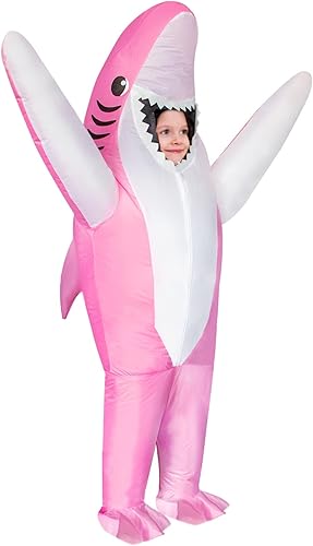 Stegosaurus Disfraz inflable de tiburón para niños, disfraz de tiburón inflable para niños, divertidos disfraces para fiesta de Halloween (rosa,