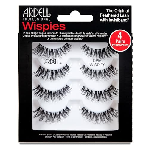 Ardell False Eyelashes Demi Wispies | 6-Pair Multipack | Natural-Looking Wispy Effect | Medium Volume & Length | Comfortable Invisiband | Vegan-Friendly & Cruelty-Free | Pack of 6