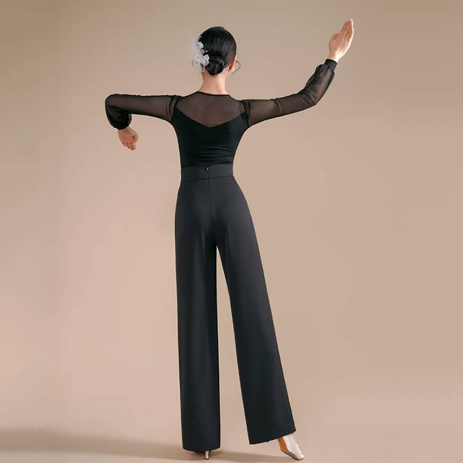 Pantalones Baile Latino Mujer Pantalones Anchos Baile De Salón Ropa De Baile Entrenamiento Diario Estándar Nacional para Mujer