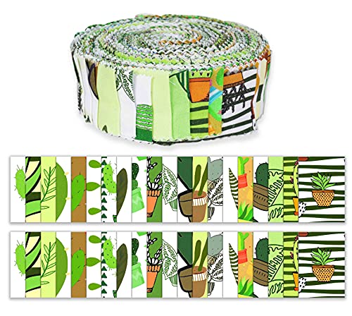 Tissus strips Soimoi imprimé japonais vert en coton doux de 1,5 pouces pour patchwork