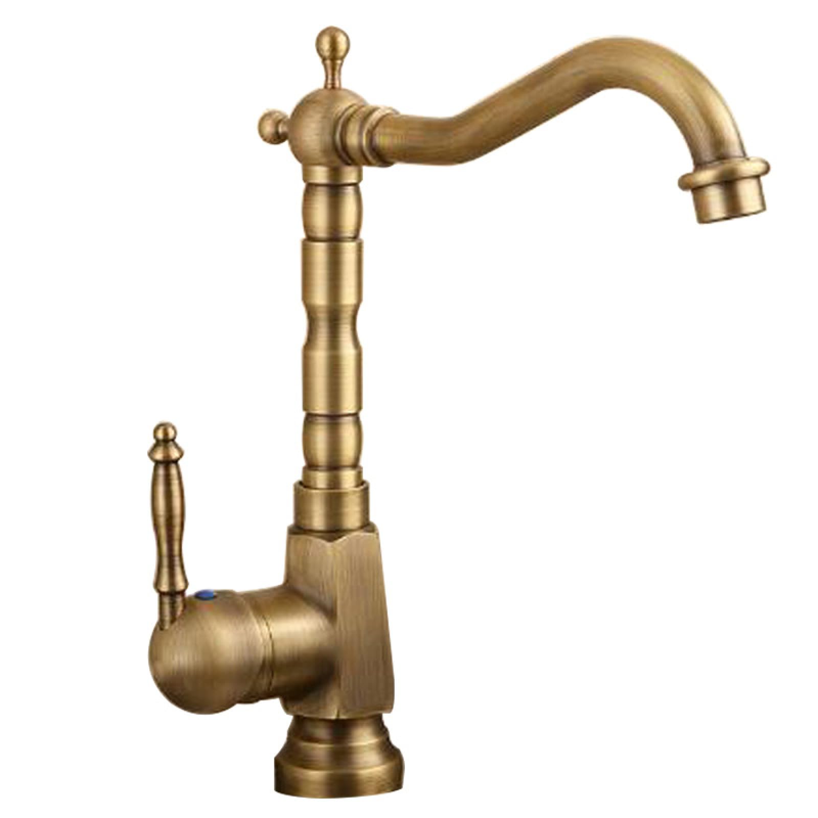 Robinet antique en cuivre pur pour évier de cuisine rétro européenne