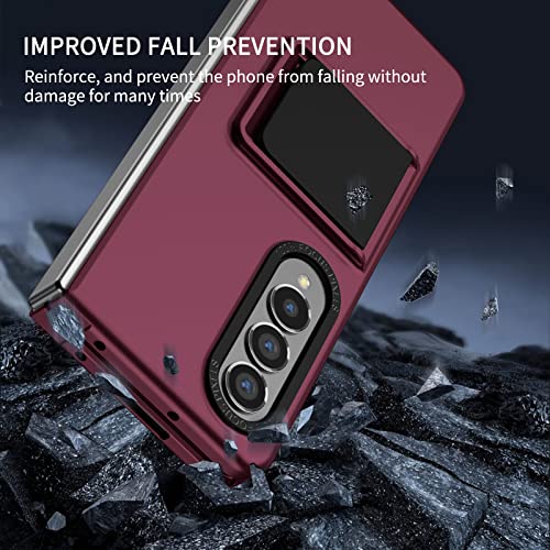 Étui pliable Samsung Galaxy Z Fold 4 rouge vin en PC rigide avec support - 3