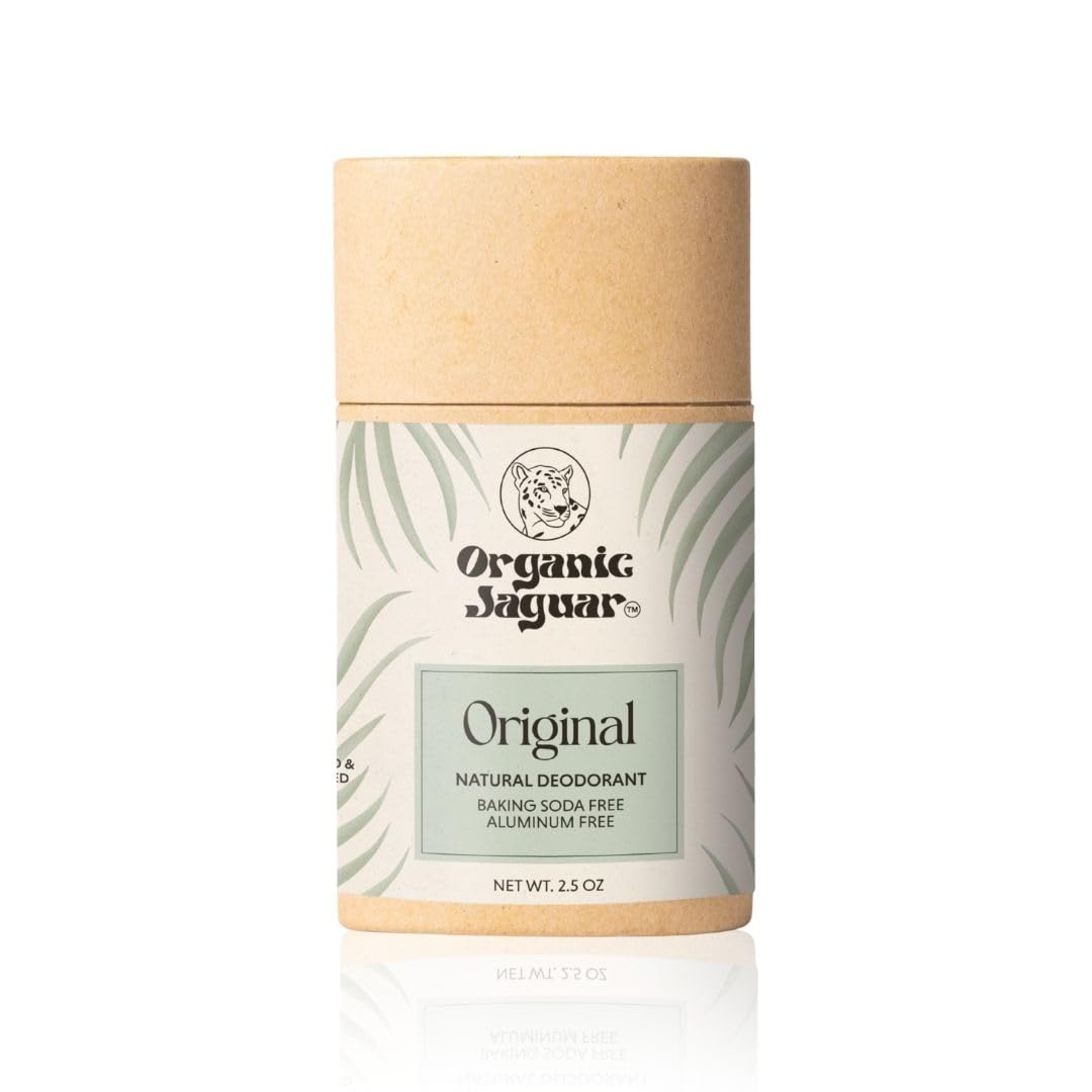 Organic Jaguar Aluminum Free Deodorant for Women and Men, 100% Natural Deodorant with Coconut Oil, Shea Butter, Baking Soda Free, Safe for Sensitive Skin, Long Lasting, Unisex, 2 oz