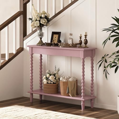 NKGIAG Console Table 45", Wooden Entryway Table, Pink