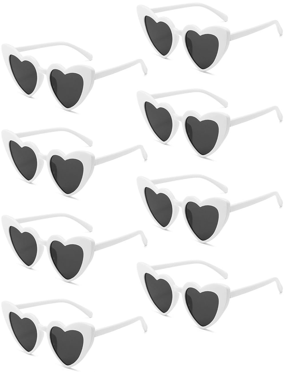 8 Pack Heart Sunglasses Vintage Cat Eye Heart Glasses Retro Bachelorette Bride Sunglasses Bulk for Women