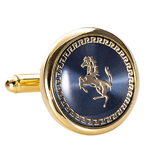 Barry.wang Mens Tie Clip Cufflinks Gold Blue French Stylish Cuff Links Wedding Shirts Cuff Buttons Elegant Gift Horse Necktie Pin #TOP6