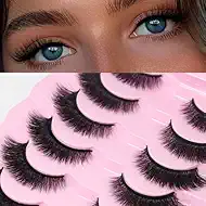 AKARA False Eyelashes Faux Mink Fluffy Eye Lashes Cat Eye Natural Look Wispy Lashes 3D Fox Eyelash Extensions 7 Pairs Pack-BN07