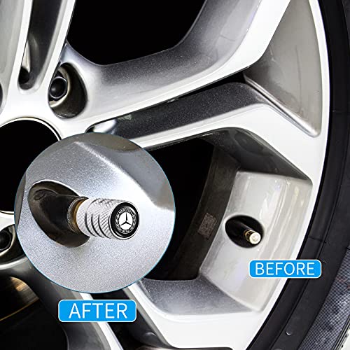 Incredikoo Tire Valve Stem Caps Compatible With Mercedes Benz Series Stem Cap Universal Car Air Cover Car Accessories For Cars, Suv, Truck, Motorcycles 4Pcs （Silver） #TOP3