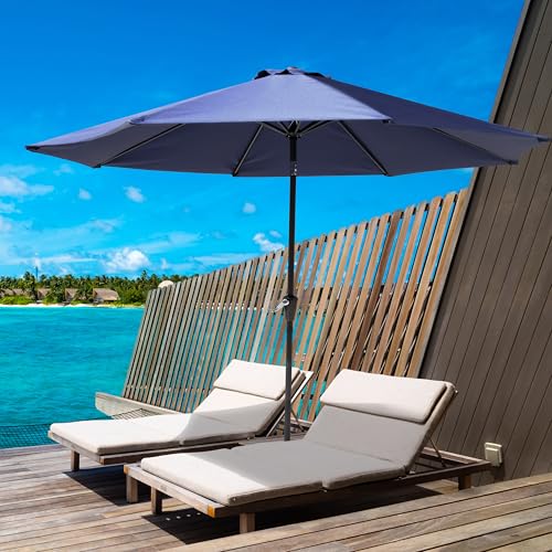 Image of NUU GARDEN 10 ft Outdoor Aluminum Patio Umbrella, Outdoor Table Umbrella with 8 Sturdy Ribs Patio Umbrella with Push Button Tilt and Crank