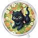 Round Pill Case Small Pill Box with Mirror Pocket 3 Compartment Vitamin Pill Medicine Case Organizer Pill Containers for Traveling Garden Cute Black Cat