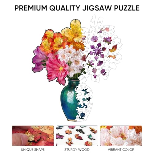 50% Off Ixfyloop Wooden Flower Puzzle for Adults - 198 Pieces - Image 3