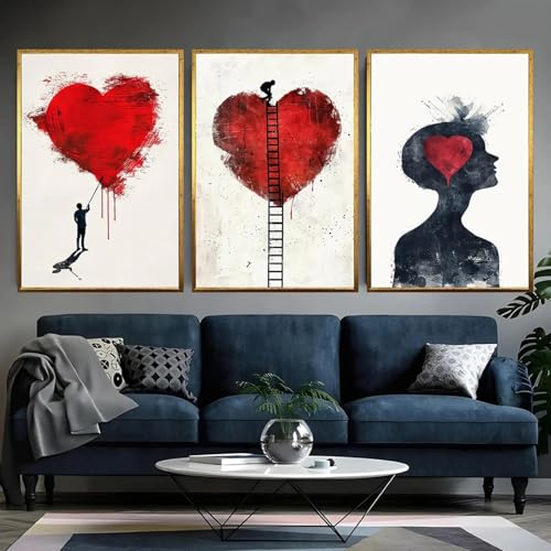 Décoration murale de mariage originale triptyque cœur aquarelle - 2