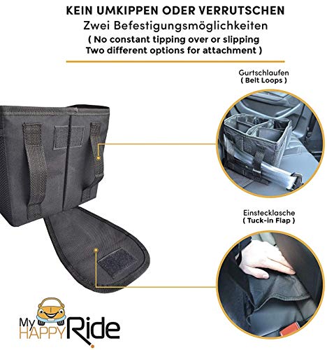 Car Seat Organizer - Back Seat & Front Seat Storage Bag With Seat Belt Attachment, Cup Holders And Foldable Pockets - Water Resistant Backseat Organizer For Toys, Snacks And Other Utensils #TOP3