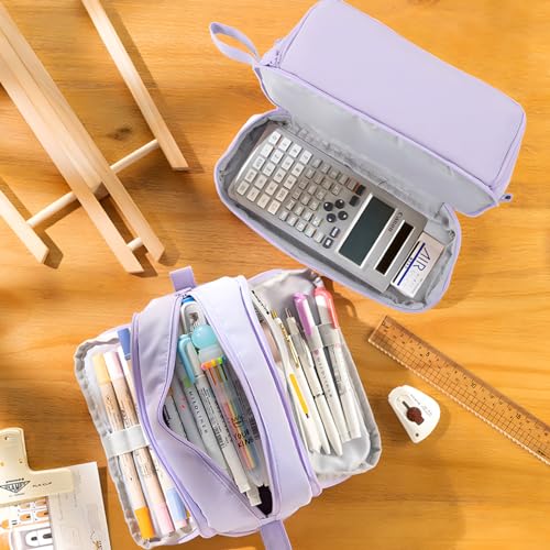 MAMUNU Large Capacity Pencil Case 4 Compartments, Big Pen Pouch with Zipper Portable Handle - Image 2