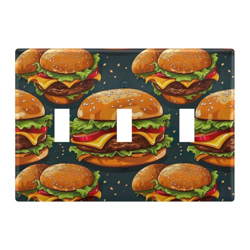 Light Switch Cover Hamburger Wall Plates for Electrical Outlets 3 Gang 202a8862