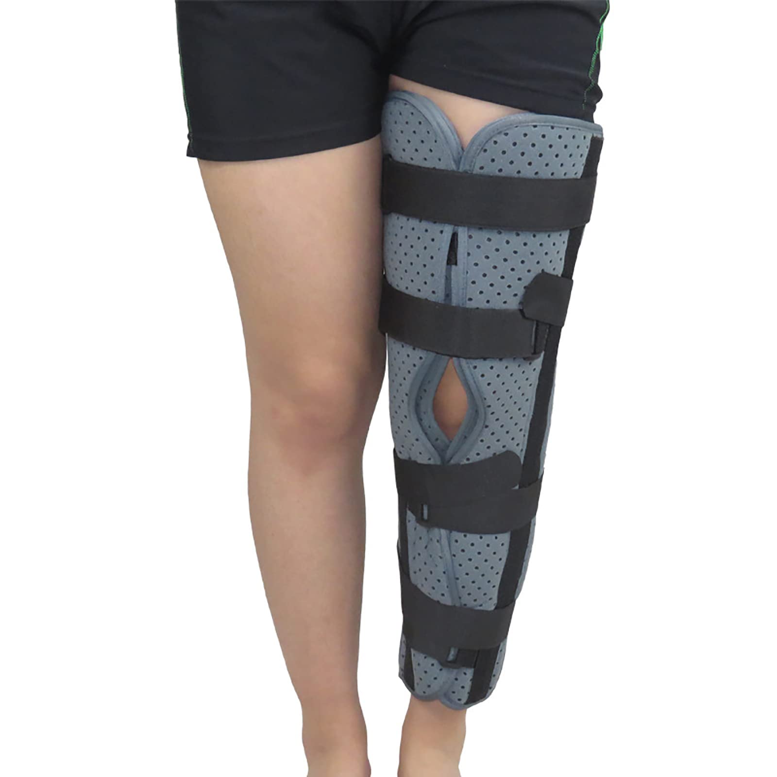 WDSOPK Three-Piece Strong Fixation Knee Brace-Adjustable Knee Brace Orthosis, Hinged Knee Brace Strap Leg Orthosis Support for Orthopedic Rehab Post,M (M)