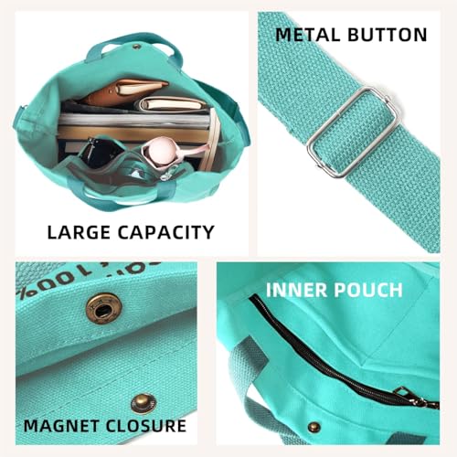 Image of Canvas Tote Bag For Women inside out bag Crossbody Handbag with Adjustable Strap and Coin Purse for Work,Travel,Grocery
