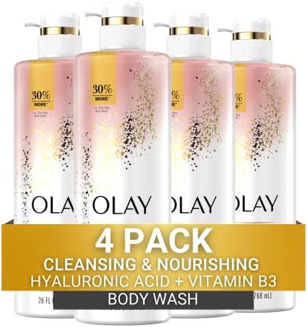 Olay Cleansing & Moisturizing Womens Body Wash 4ct with Vitamin B3 and Hyaluronic Acid 26 fl oz (Pack of 4)