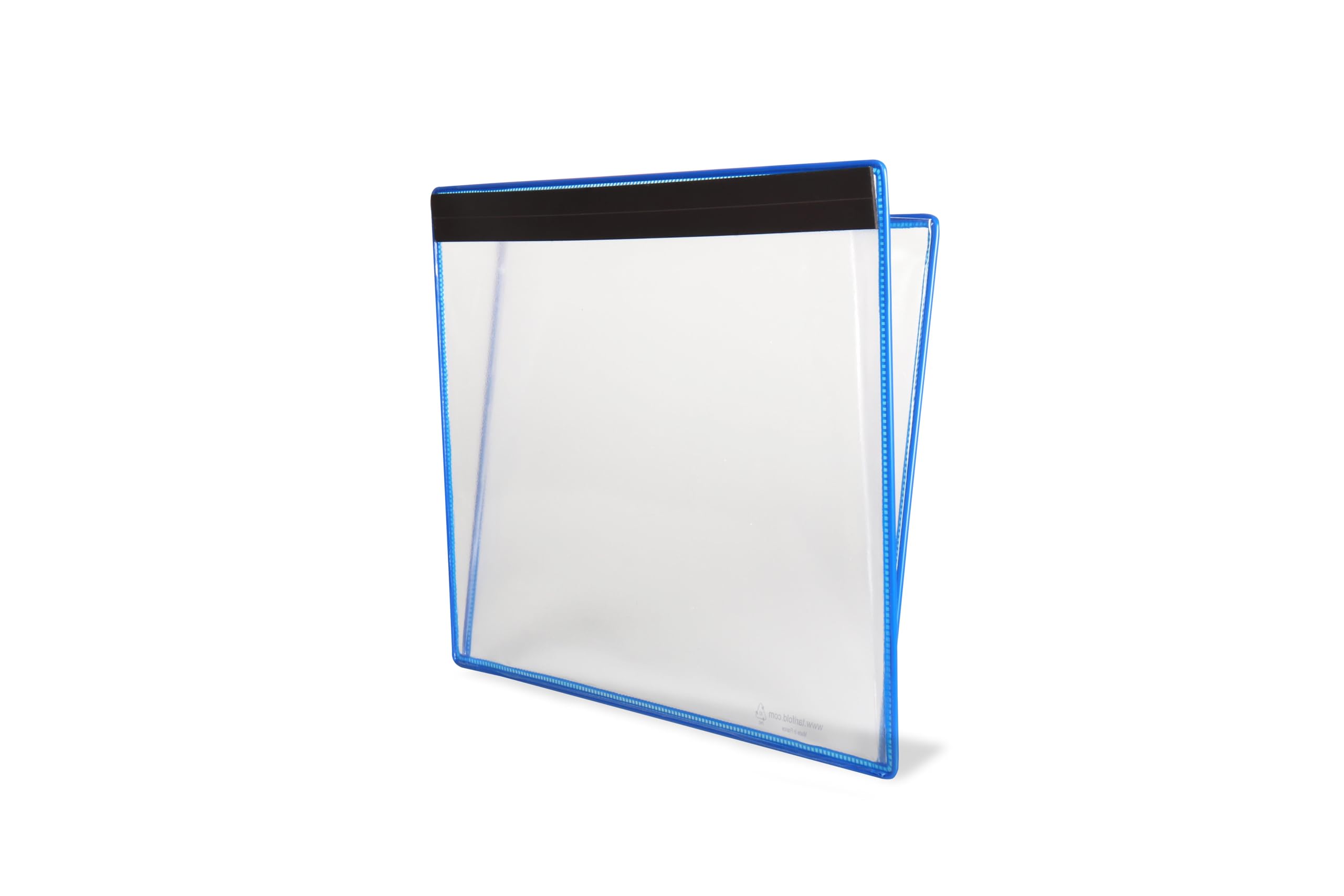 Djois made by Tarifold 340081- Pack de 5 fundas magnéticas A4 – Portadocumentos, portafolletos, herramientas tamaño A4 extensible, parte trasera magnética, marco azul