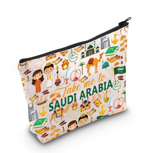 WZMPA Saudi Arabia Travel Makeup Bag Saudi Arabia Tour Gift Take Me To Saudi Arabia Zipper Pouch Bag Saudi Arabia Travel Merch