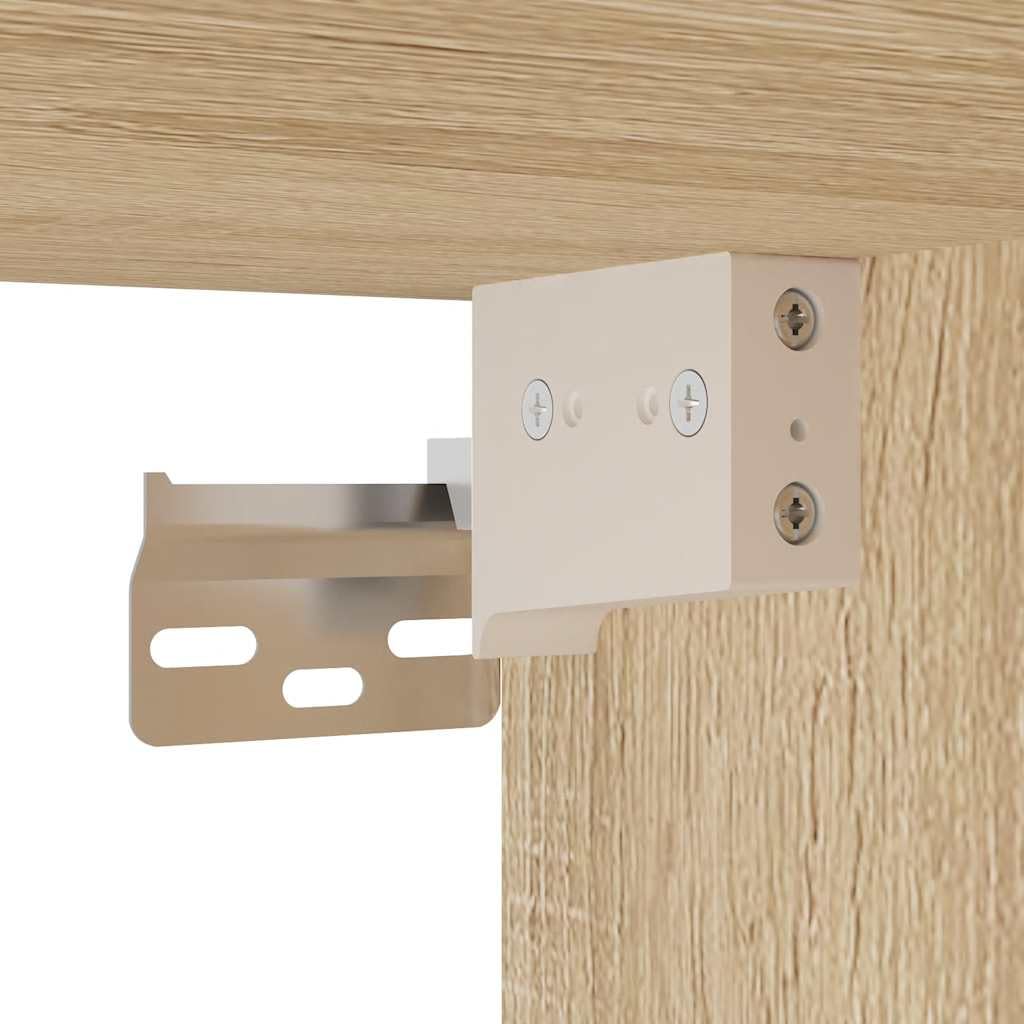 vidaXL Mesitas de Noche de Pared con Luces LED 2 Unidades Roble Sonoma