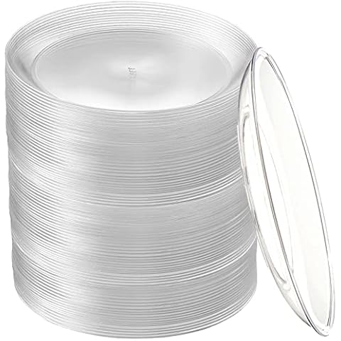 200 Pack Disposable Clear Plates 5 Inch Plastic Dessert Plates Wedding Cake Appetizers Plates for Party Dinner BBQ Travel Cover