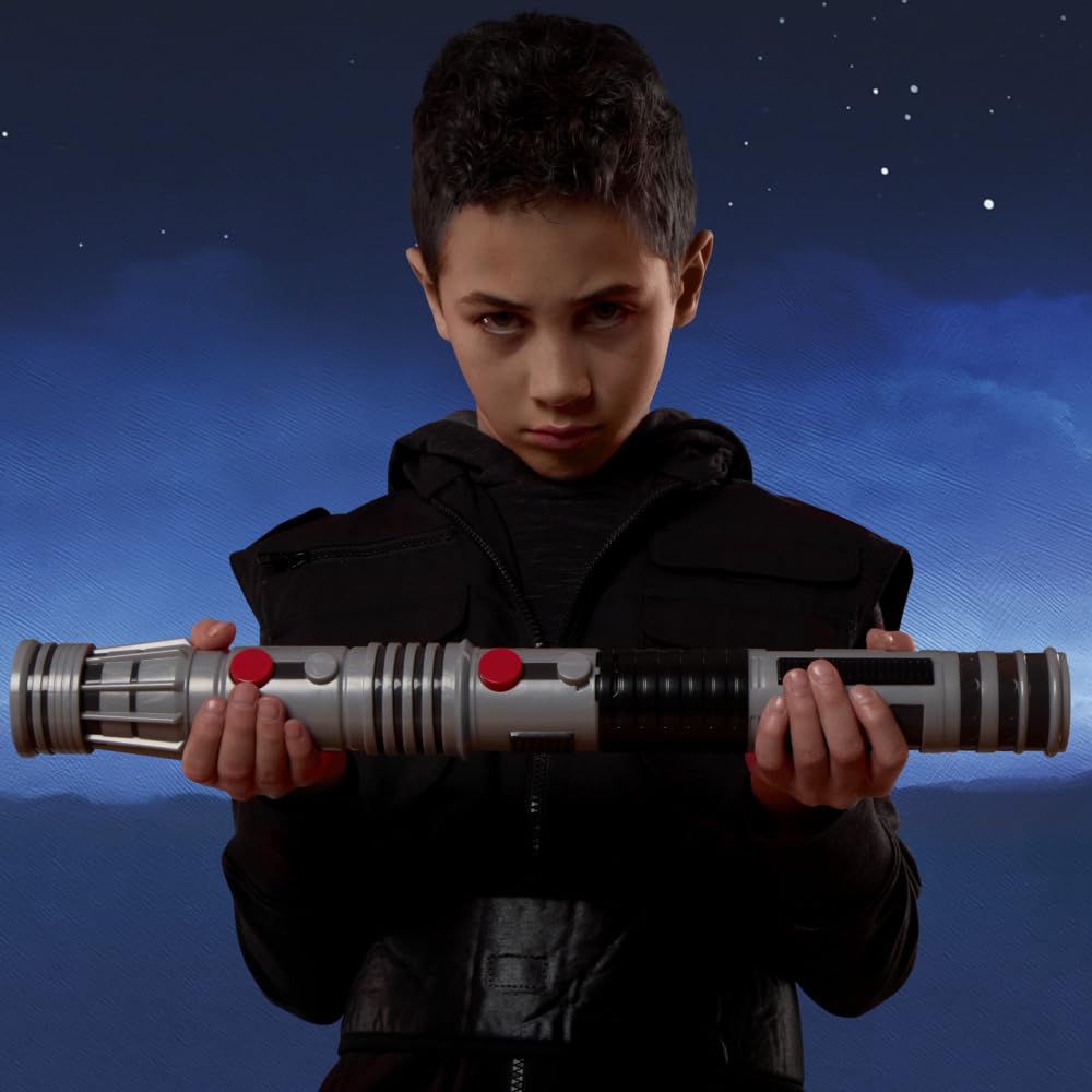 Star Wars, Darth Maul, Sable de luz electrónico de Doble Hoja, Sable de luz Rojo Oficial, para Usar con Disfraces, Juguetes para niños y niñas a Partir de 4 años