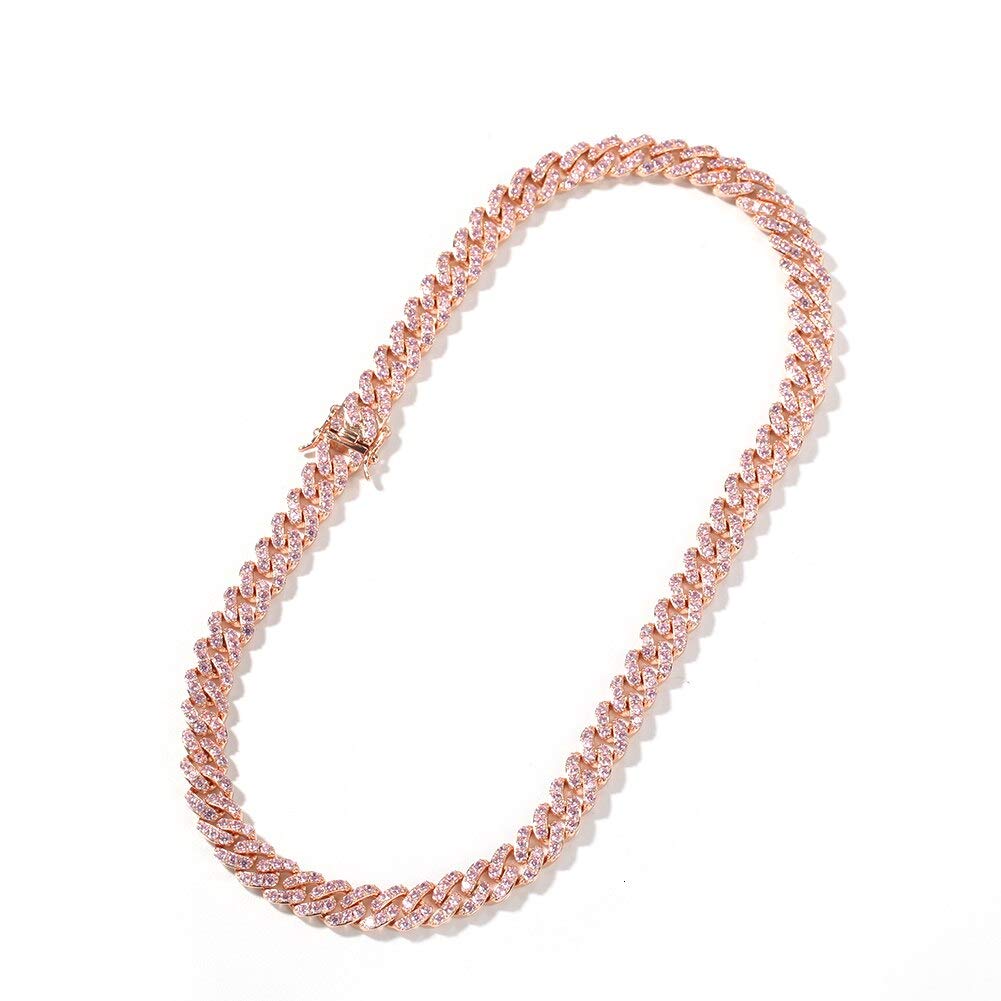 9mm Micro Pave Iced Pink Link Ketten Halsketten Luxus Schmuck Mode Hip Hop Für Männer