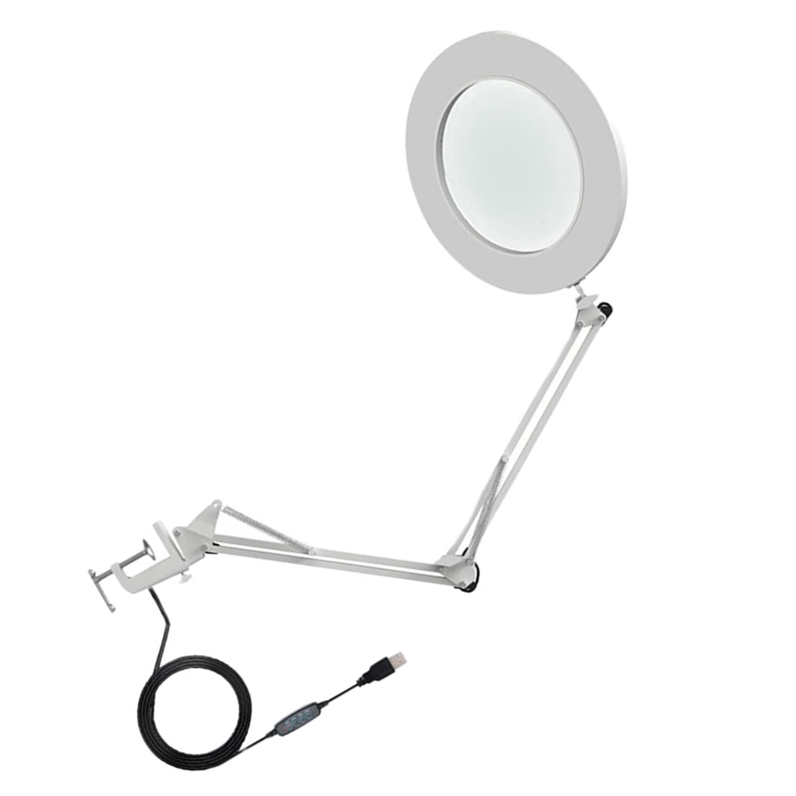 Lampada con Lente D'ingrandimento 10X con Luce LED e Braccio Flessibile per Cucito e Modellismo, Acciaio Inossidabile Resistente e Vetro, 1 unità (WHITE)