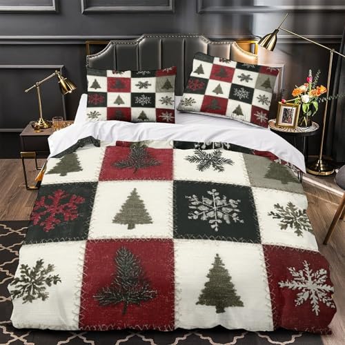 Housse de couette Noël 3D 220x240 patchwork drap de couette microfibre et taies - 2